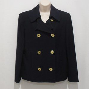 Vintage Wool Jacket Navy Pea Coat Gold Button 2006